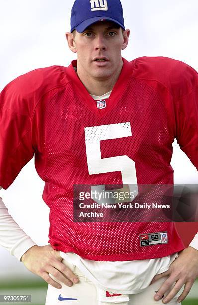 New York Giants' quarterback Kerry Collins is on hand at a practice session for Sunday's NFC Championship Game against the Minnesota Vikings.