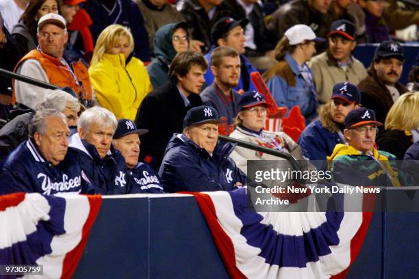 New York Yankees' owner George Steinbrenner watches from the stands as the Yankees take on the Atlanta Braves in Game 1 of the World Series at Turner...