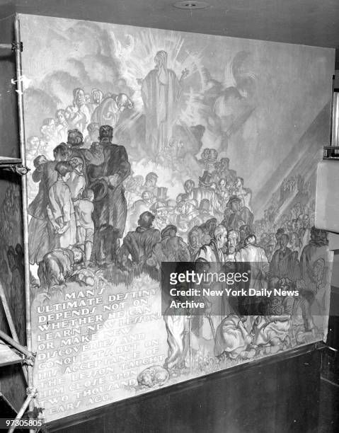 John D's New Mural. Despite Rockefeller's request that figure of Christ no appear in mural depicting Sermon on Mount, painted by Frank Brangwyn,...