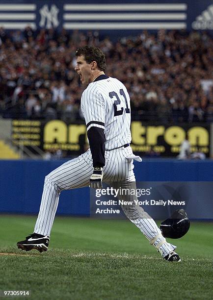 New York Yankees' Paul O'Neill is incensed after being called out at first base in the sixth inning of Game 2 of the American League Championship...