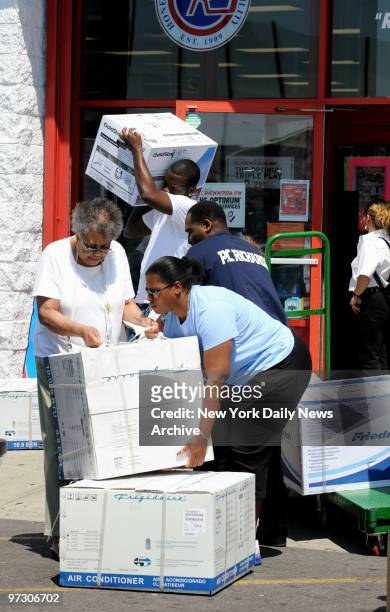 To combat the stifling heat, Bronx residents made a run on this P.C. Richards & Son store to buy air conditioners in the Bay Plaza Shopping Center...