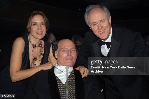 Dana and Christopher Reeve get together with John Lithgow during the Christopher Reeve Paralysis Foundation's 13th annual "A Magical Evening" awards...