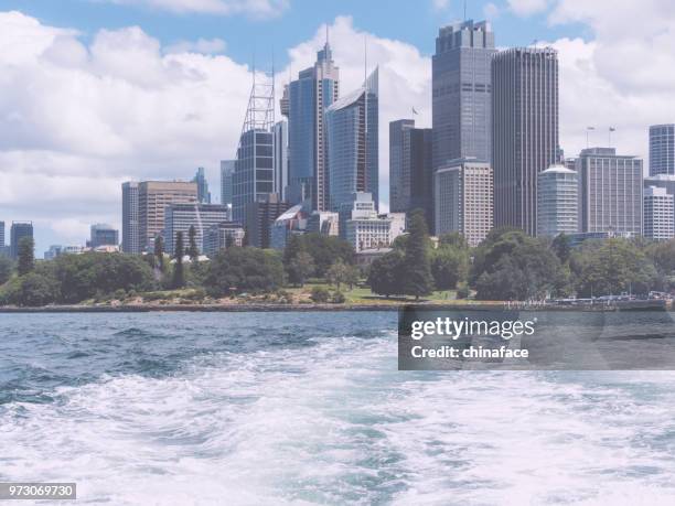 cruise trail with financial district on background,sydney - chinaface stock pictures, royalty-free photos & images