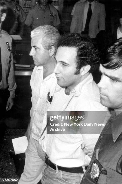 Son of Sam .44 Caliber shooting suspect David Berkowitz, a24 year old Yonkers, N.Y. Postal worker is in police custody at Manhattan Police...