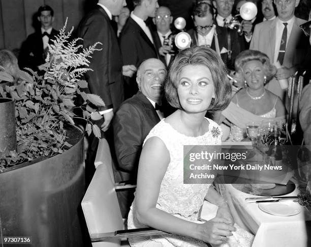 Sophia Loren attending party in her honor at the Four Seasons.