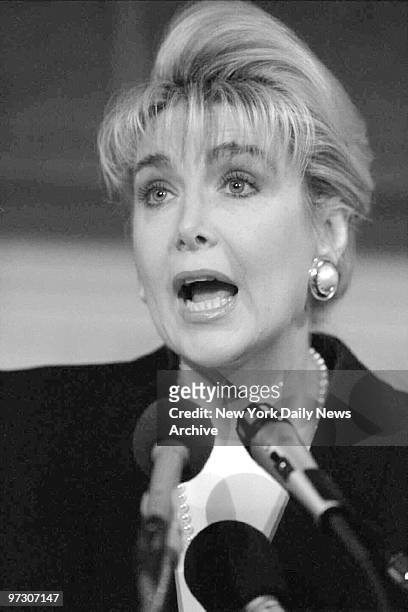 Gennifer Flowers at the New York Sheraton. Flowers was in town hawking tapes of her and then Gov. Clinton on the phone together as well as a book...