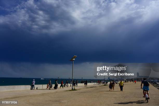 view of the levante beach in barcelona - levante barcelona stock pictures, royalty-free photos & images