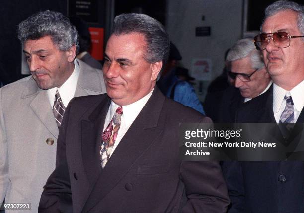 John Gotti , older brother Peter Gotti and John D'Amico leave Manhattan Supreme Court where he is on trial on charges of conspiracy and assault in...