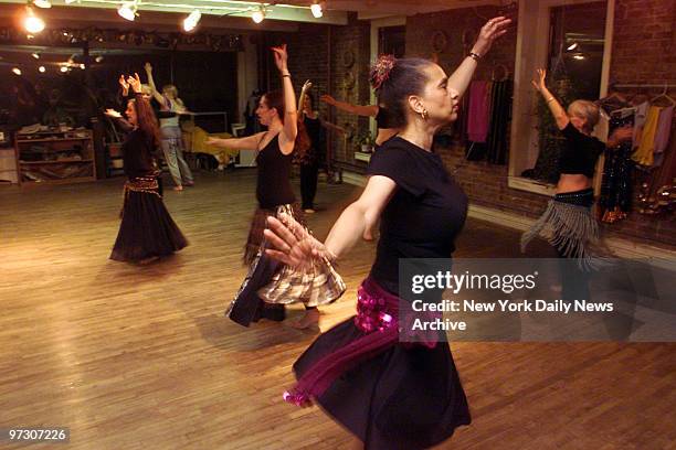 Dancers practice their moves during a belly-dancing class at the Anahid Sofian studio.