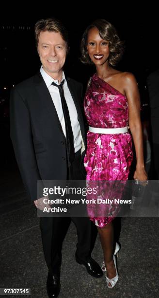 David Bowie and Iman at the vanity fair Tribeca Film Festival Party held at The NY State Supreme Courthouse...