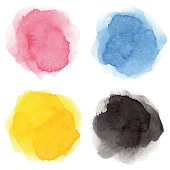 Round multicolored watercolor spots