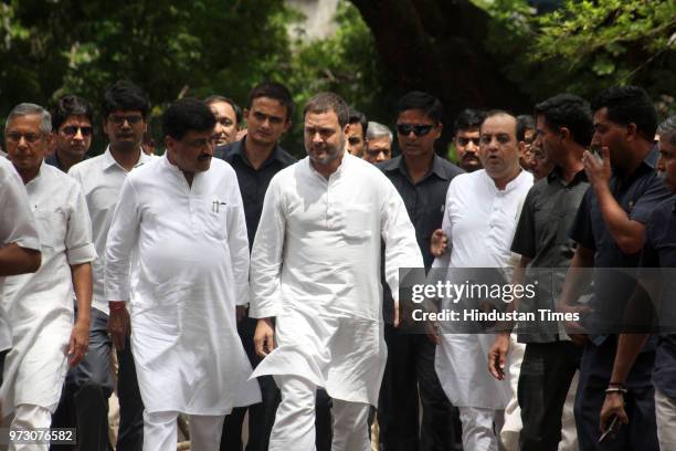 Congress President Rahul Gandhi appears at Bhiwandi Court in the Rashtriya Swayamsevak Sangh defamation case, on June 12, 2018 in Mumbai, India....