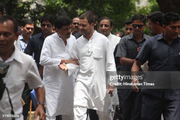 Congress President Rahul Gandhi appears at Bhiwandi Court in the Rashtriya Swayamsevak Sangh defamation case, on June 12, 2018 in Mumbai, India....