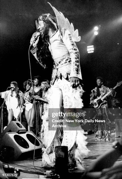 George Clinton, alias Dr. Funkenstein, of the band Parliament Funkadelic performing at Madison Square Garden.