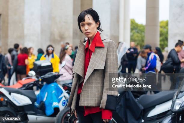 Chinese model Chen Yuan Yuan after Masha Ma during Paris Fashion Week Spring/Summer 2018 on October 1, 2017 in Paris, France.