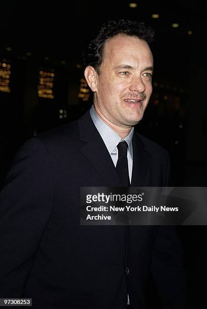 Tom Hanks arrives for the New York Film Critics Circle awards dinner at Windows on the World in One World Trade Center. He took home the Best Actor...