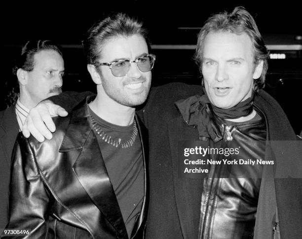 George Michael and Sting attending Rainforest Foundation Benefit Dinner at Tavern on the Green.