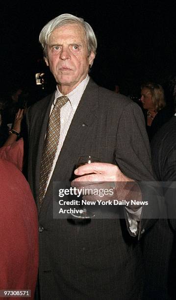 George Plimpton makes his way through the crowd during a book party at The Four Seasons for the Liz Tilberis autobiography "No Time To Die."