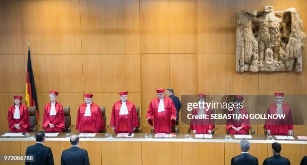The judges of the Second Senate of the Federal Constitutional Court, Christine Langenfeld, Doris Koenig, Peter Mueller, Peter M Huber, Chairman of...