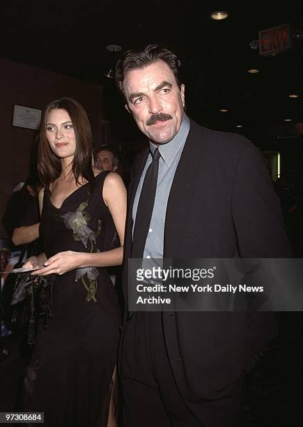 Tom Selleck and Shalom Harlow are on hand for the premiere of "In & Out" at Chelsea West Cinemas. They're both in the movie.