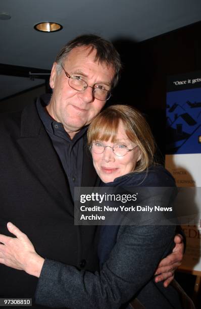 Tom Wilkenson and Sissy Spacek at The Bryant Park hotel theater for a screening of the movie "In the Bedroom." They star in the film.