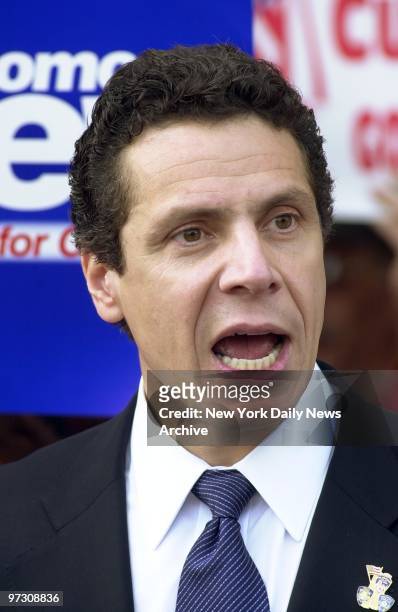 Speaking on the steps of the State Supreme Court Building in Mineola, L.I., Andrew Cuomo announces that he is running for governor.