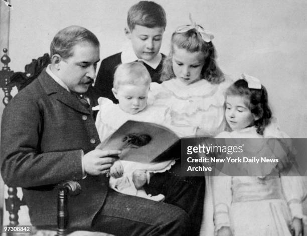 John Pierpont Morgan Jr. With his children, Henry Sturges, on lap, Junius Spencer, Jane Norton and Frances Tracy.