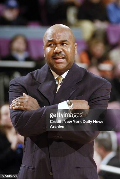 Georgetown Hoya's head coach John Thompson III watches as his team takes on the Seton Hall Pirates during an opening round game of the Big East...