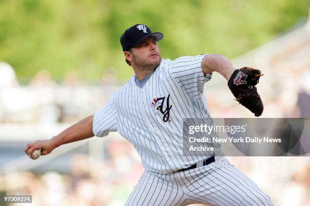 New York Yankees' pitcher Roger Clemens tosses six scoreless innings for the Class-AAA Scranton Wilkes-Barre Yankees against the Toledo Mud Hens at...
