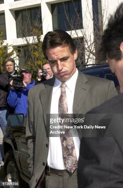 Daniel Pelosi arrives at Riverhead, L.I., court for his arraignment in the Hamptons murder of millionaire Ted Ammon. Prosecutors charged that Ammon...
