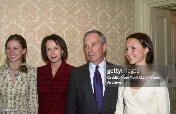 Mayor Michael Bloomberg arrives for luncheon with his former wife, Susan Brown, and their daughters, Emma and Georgina, 19. They gathered at the St....