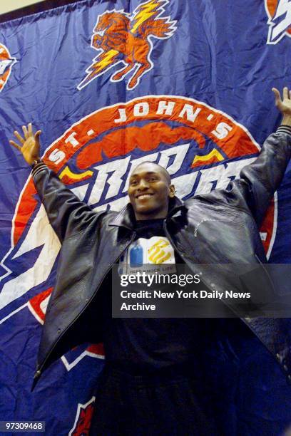 St. John's basketball player Ron Artest announces plans to enter the NBA draft at a news conference in Long Island City, Queens.