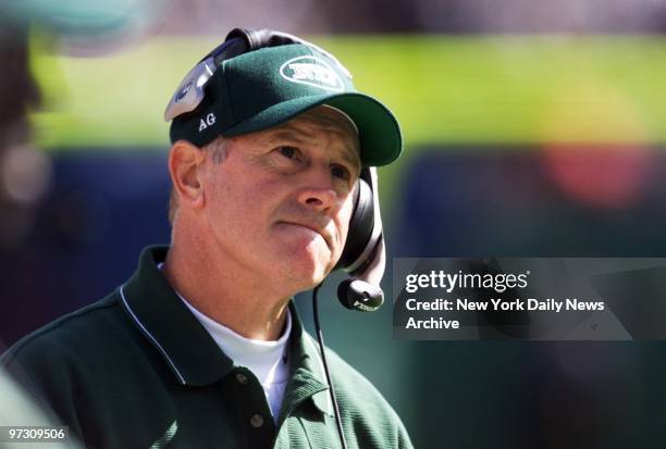 New York Jets' coach Al Groh is tuned in during second-quarter action at Giants Stadium. Groh's team went down to a 20-3 defeat at the hands of the...