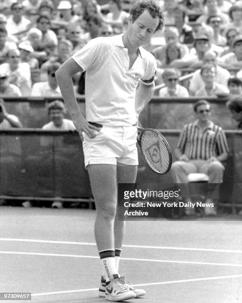 John McEnroe shows his displeasure at U.S. Open Tennis in Flushing.