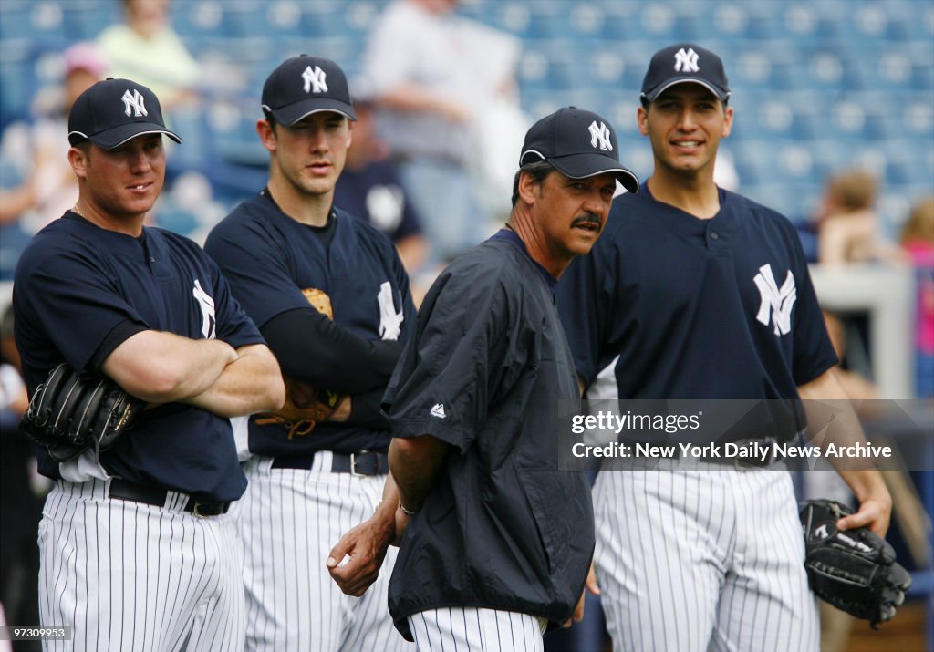 New York Yankees' pitching coach Ron Guidry watches the morn