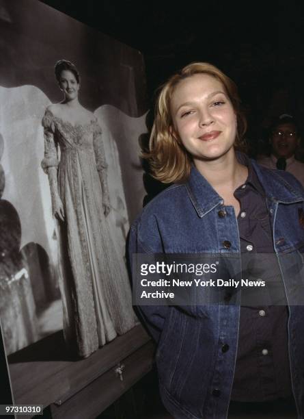 Drew Barrymore promoting her movie "Ever After" at Planet Hollywood.