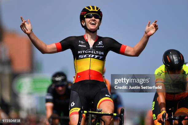 Arrival / Jolien DHoore of Belgium and Team Mitchelton-Scott / Celebration / during the 5th OVO Energy Women's Tour 2018, Stage 1 a 130km stage from...