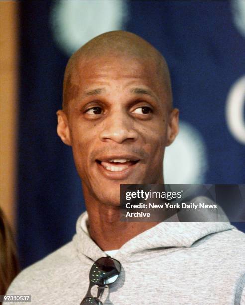 Darryl Strawberry speaks after his release from Columbia-Presbyterian Hospital after being treated for colon cancer.