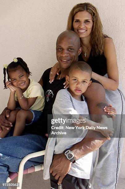 Darryl Strawberry with his wife, Charisse, and children, Jordan and Jade at home in Tampa, Fla.