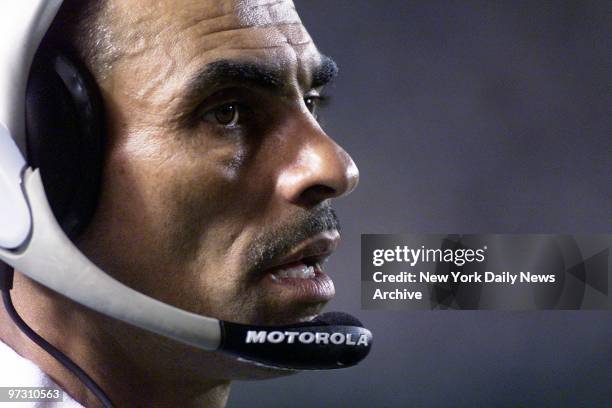 New York Jets' head coach Herman Edwards watches action from sidelines during preseason game against the Philadelphia Eagles at Veterans Stadium. The...