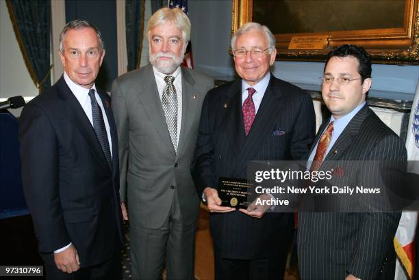 Mayor Michael Bloomberg is joined by Drs. James Goodrich, Spencer Foreman, president of Montefiore Medical Center in the Bronx, and David Staffenberg...