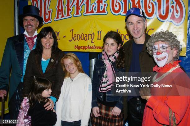 John McEnroe, wife Patty Smyth, her daughters, Anna and Ava , and his daughter with Tatum O'Neal, Emily, get together with emcee Dinny McGuire and...