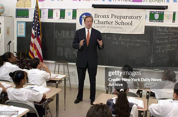 Gov. Pataki addresses a classroom of students as he pays a visit to the Bronx Preparatory Charter School.
