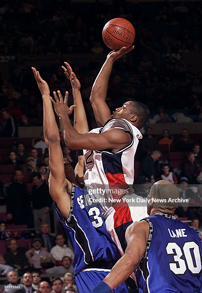St. John's Anthony Glover goes up for a two-pointer against
