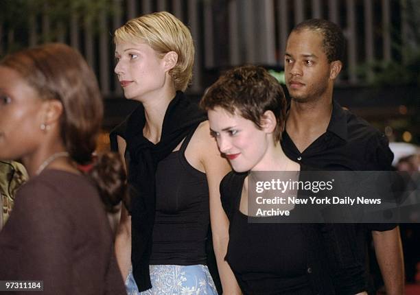 Gwyneth Paltrow and Winona Ryder arrive together for premiere of the movie "Cop Land" at the Ziegfeld Theater.