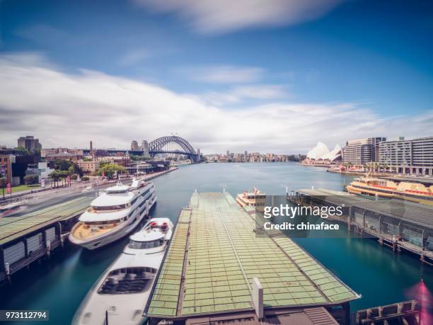elevated view of sydney harbor,australia - chinaface stock pictures, royalty-free photos & images