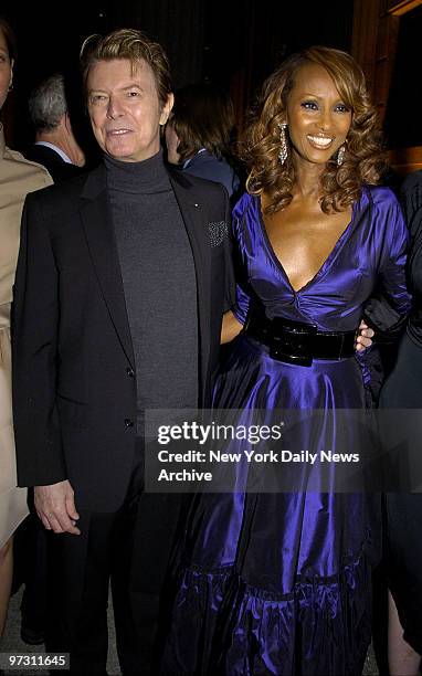 David Bowie and Iman attend the Vanity Fair Annual Tribeca Film Festival party at the New York State Supreme Courthouse.