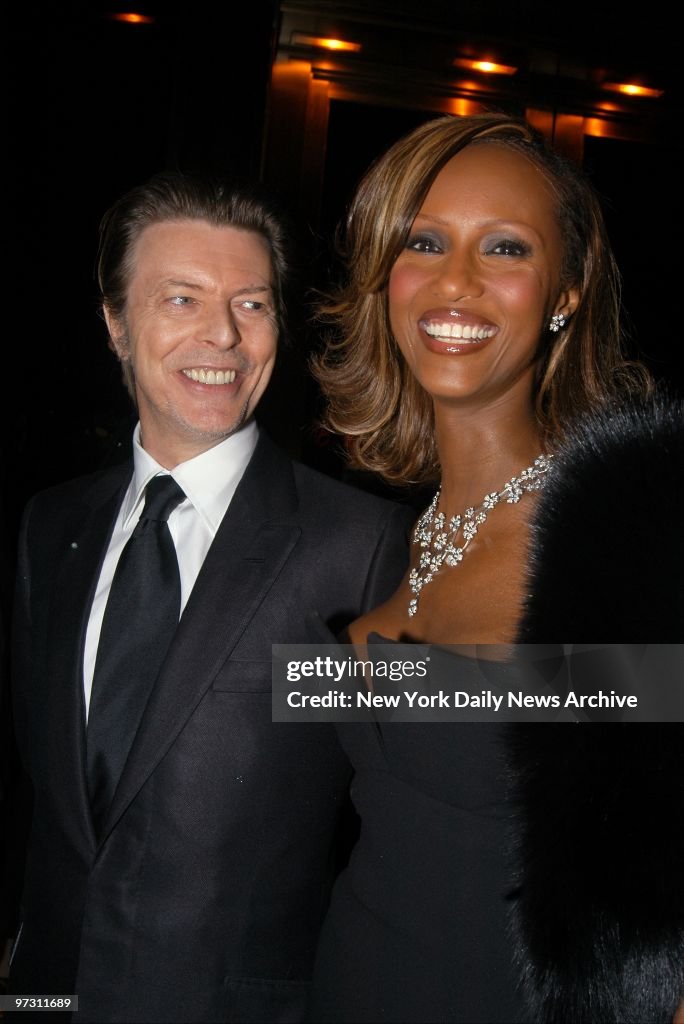 David Bowie and wife Iman are on hand at an awards dinner fo