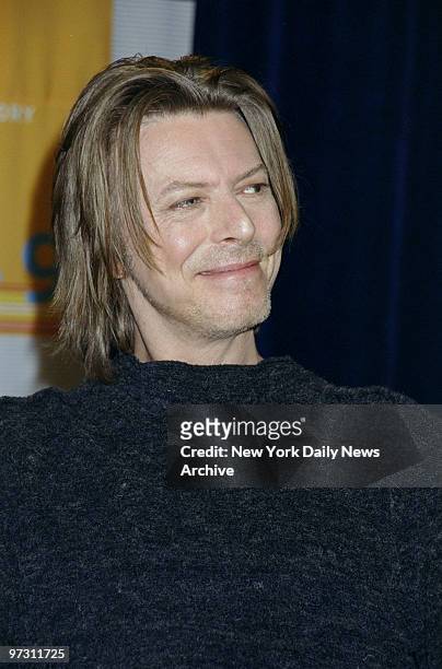 David Bowie at launch of the NetAID website at the Millenium Hotel.