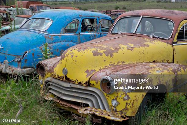 Old Classic Cars Scrapyard In Rocha, Uruguay.